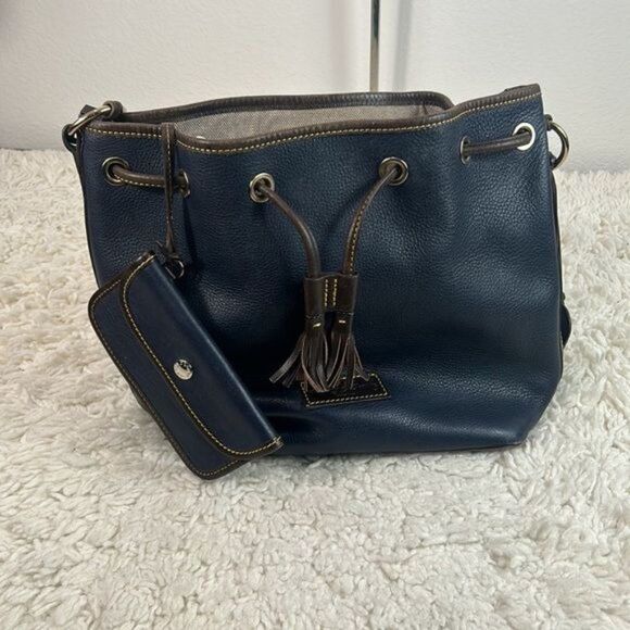 Dooney & Bourke Leather Drawstring Tie Bucket Bag w/ Attached Coin Purse - Picture 9 of 15